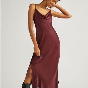 Anthropologie Elyse bias slip dress NWT XL wine
